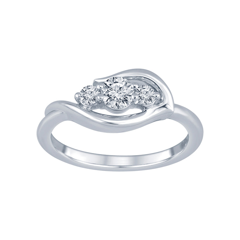 Sterling Silver Diamond Flame Ring