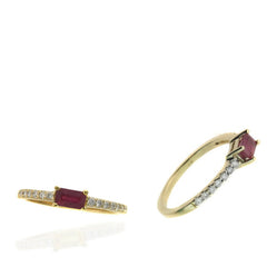 14K Yellow Gold Ruby and Diamond Ring
