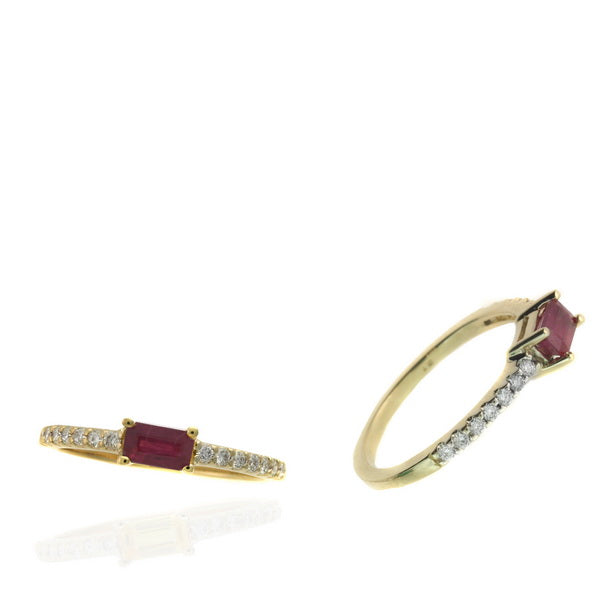 14K Yellow Gold Ruby and Diamond Ring