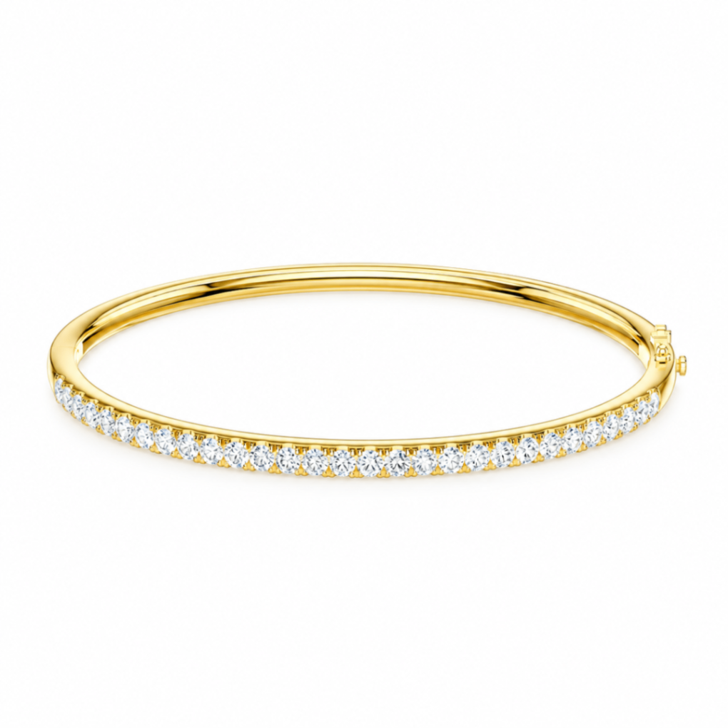 14K Yellow Gold Pave Diamond Bangle