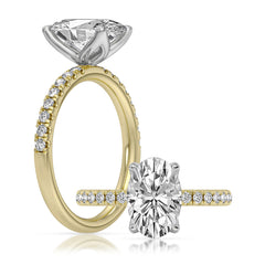 14K Cushion Cut 100-Facet Diamond Engagement Ring With Tulip Prongs and Diamond Accents
