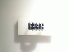 14KWG SAPPH & DIA DOUBLE ROW RING D=.41CTTW S=2.02CTTTW