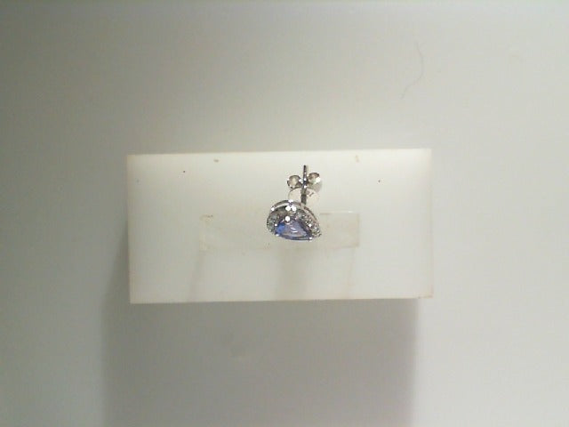 18KWG PEAR SHAPED TANZ AND DIA HALO STUDS T=.73 D=.17CTTTW