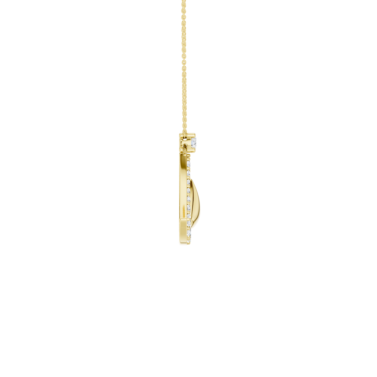 14K Yellow Gold Diamond Fan Motif Pendant