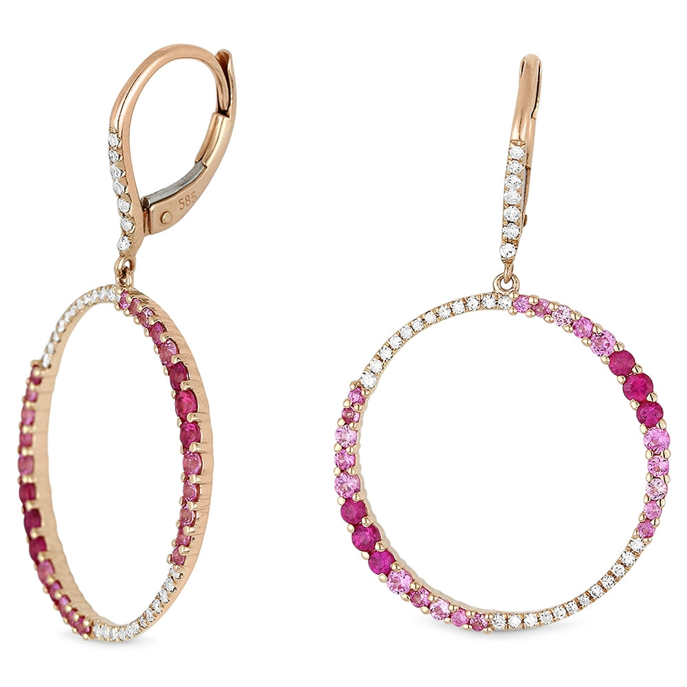 14K RG ROUND PINK SAPPHIRE EARRINGS