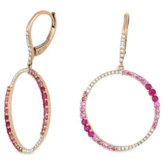 14K RG ROUND PINK SAPPHIRE EARRINGS