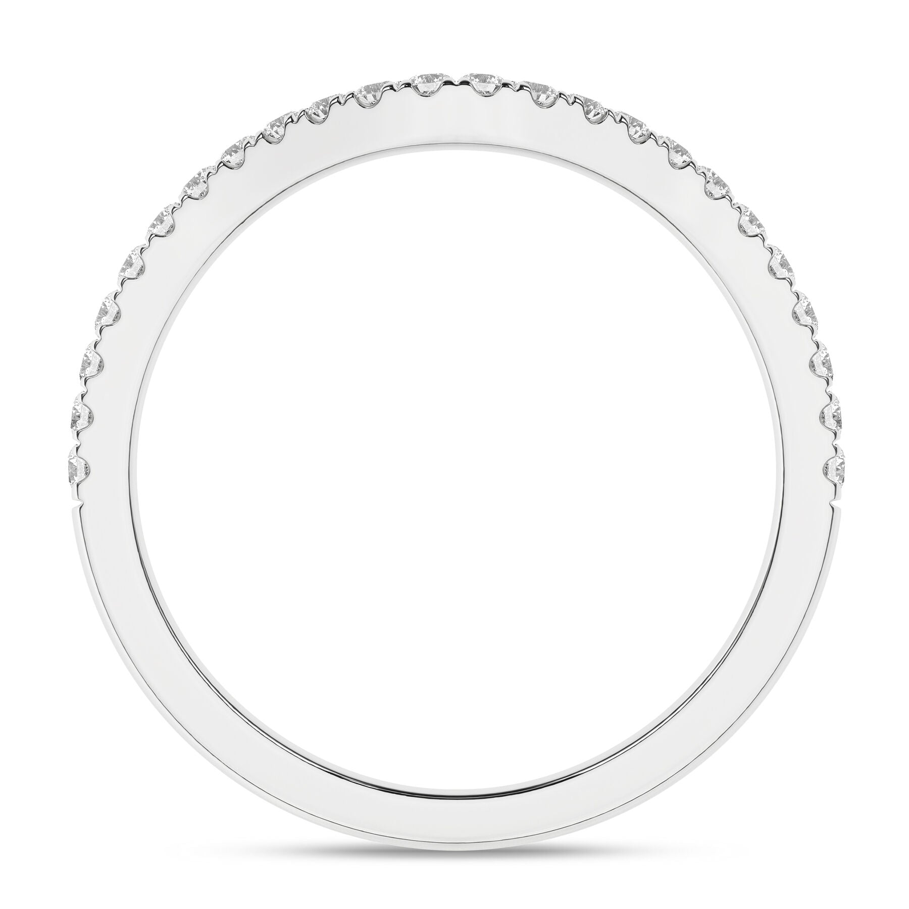 14K White Gold Curved Diamond Wedding Band