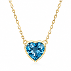 10K Yellow Gold Swiss Blue Topaz Heart Pendant