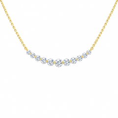 14K Yellow Gold Smiley Graduated Diamond Necklace