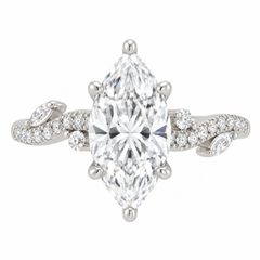 14K White Gold 3CT Lab-Grown Marquise Diamond Ring