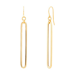14KY POLISHED OPEN LONG PAPERCLIP EARRINGS