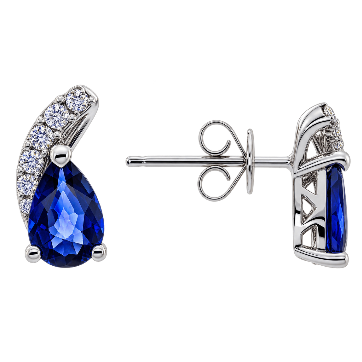 18K White Gold Sapphire and Diamond Earrings