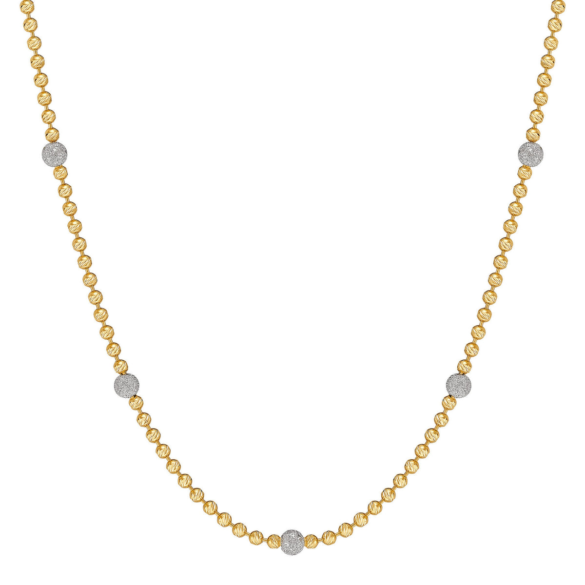 14K Yellow Gold Mirrored Beads with Sand Blasted Diamond Beads