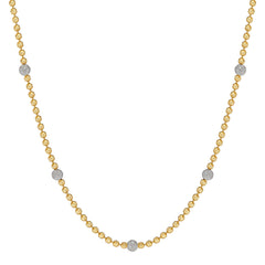 14K Yellow Gold Mirrored Beads with Sand Blasted Diamond Beads