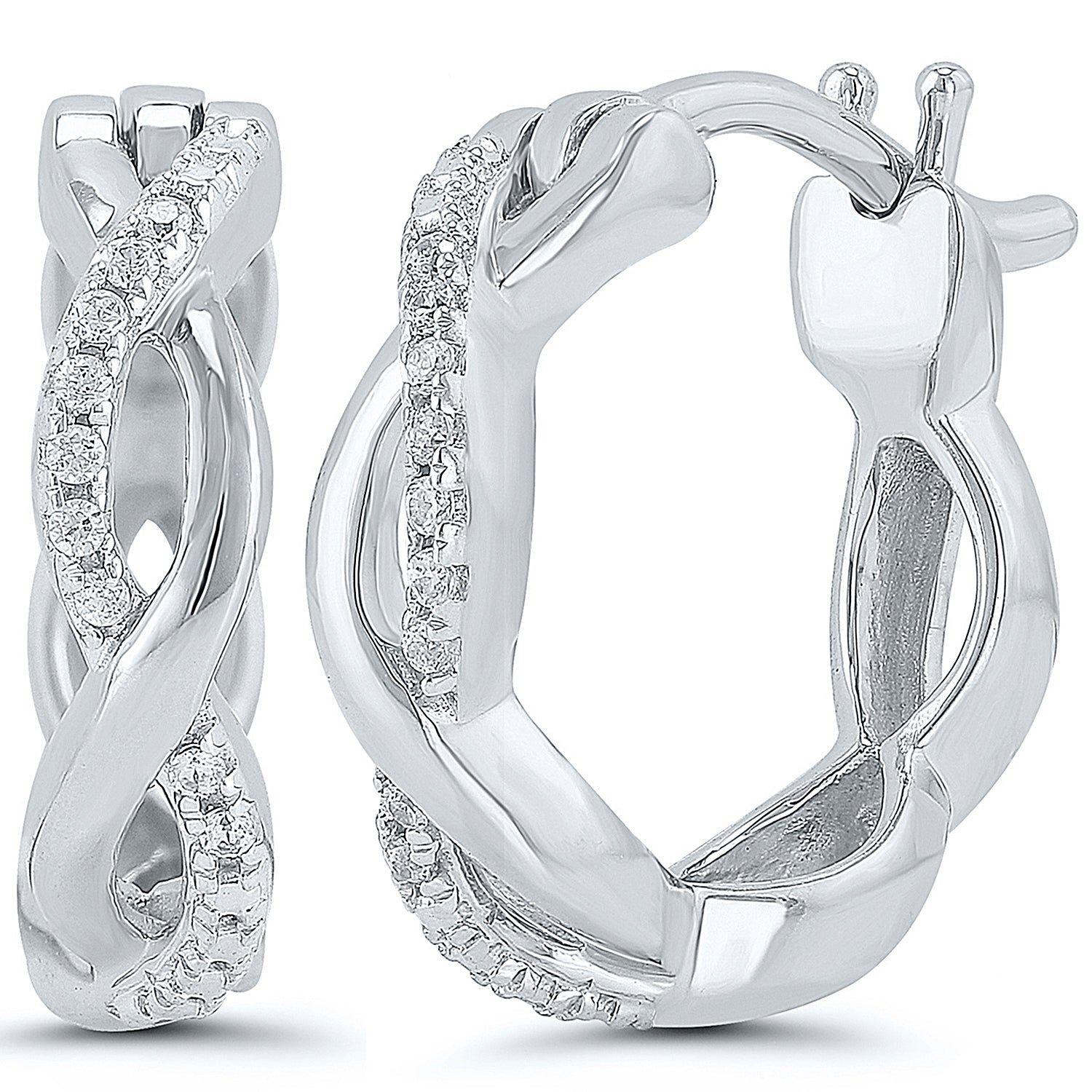 10Kw .05Cttw Infinity Hoop Earrings