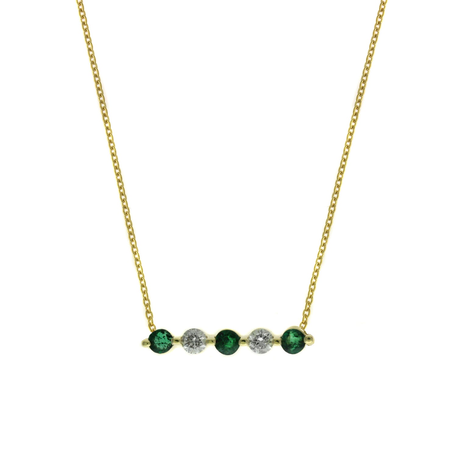 14K Yellow Gold Emerald and Diamond Pendant D=.20