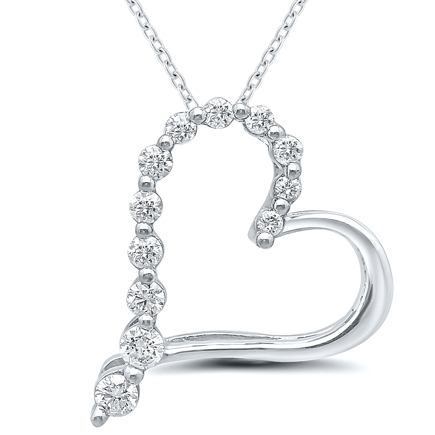 Ss .10Cttw Diamond Heart Pendant
