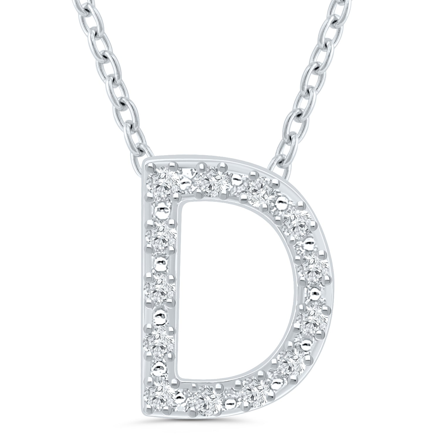 Ss .05Cttw D Initial Pendant 18"