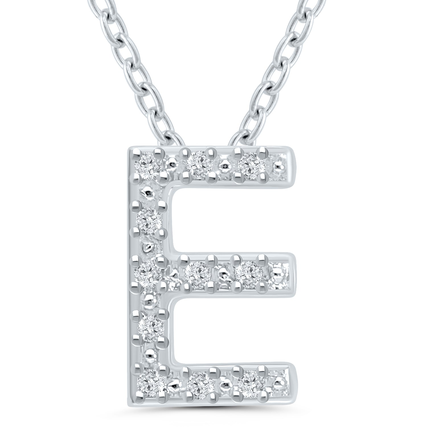 SS .05Cttw E Initial Pendant 18"