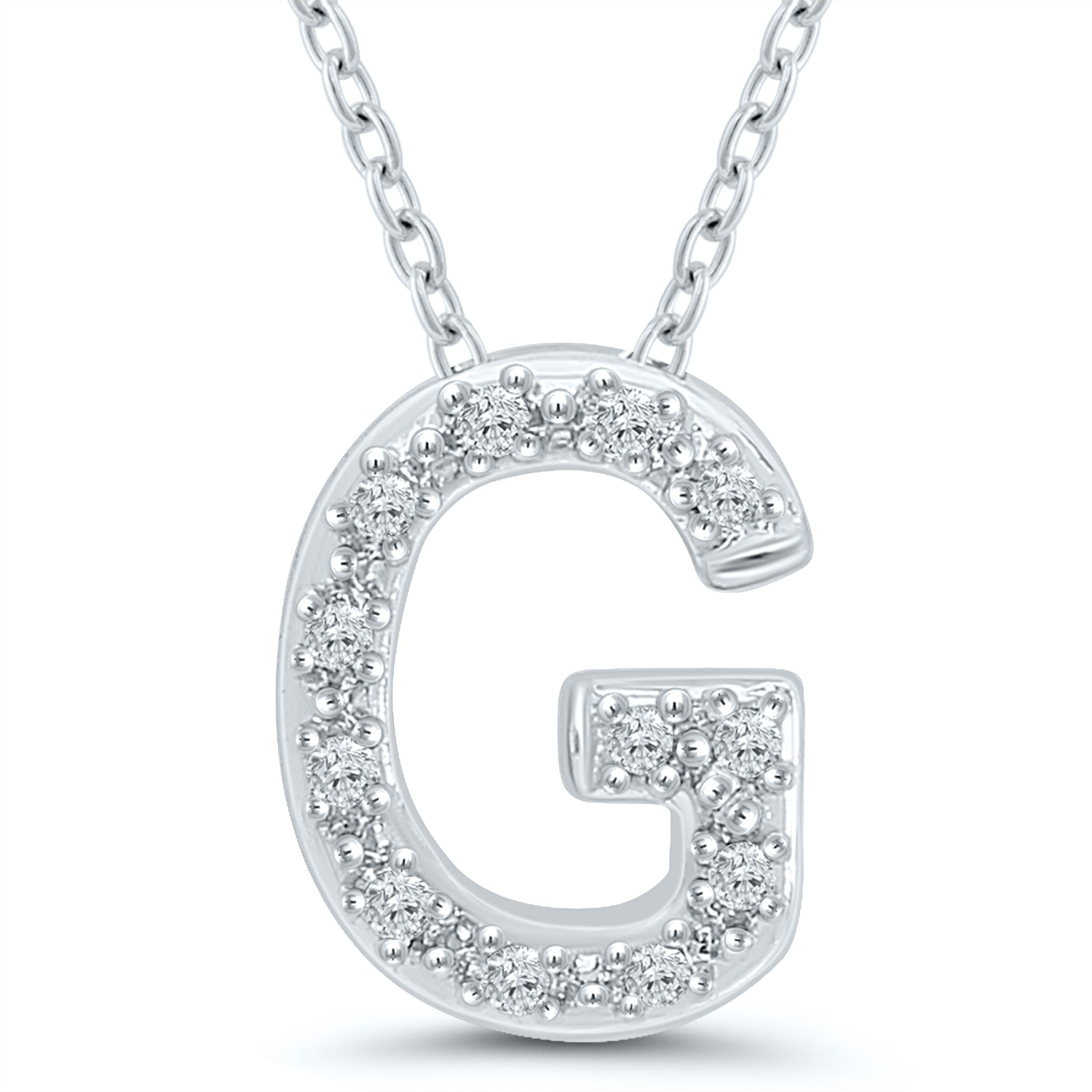SS .05Cttw G Initial Pendant 18"