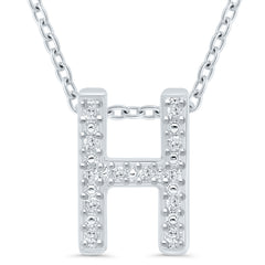 Ss .05Cttw H Initial Pendant 18"