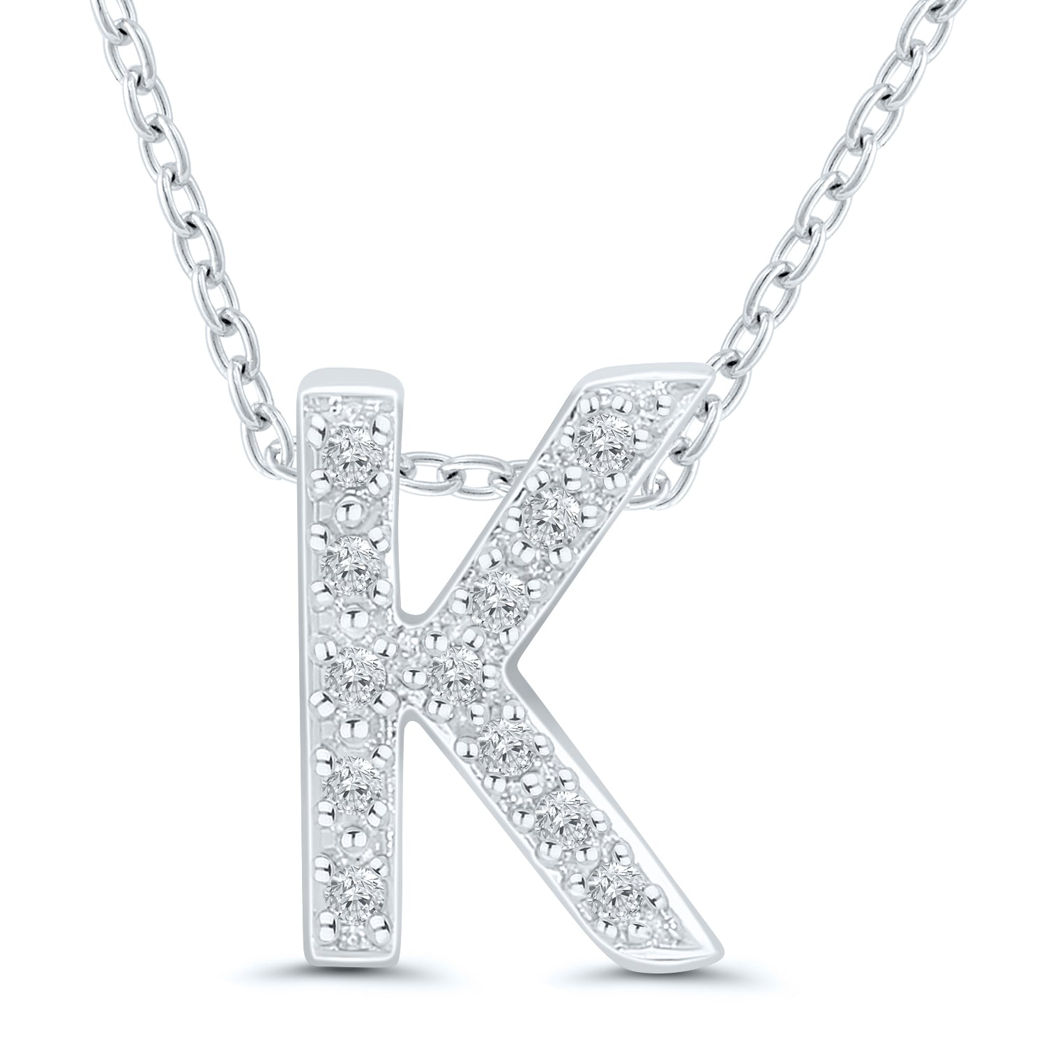 Ss .05Cttw K Initial Pendant 18" chain