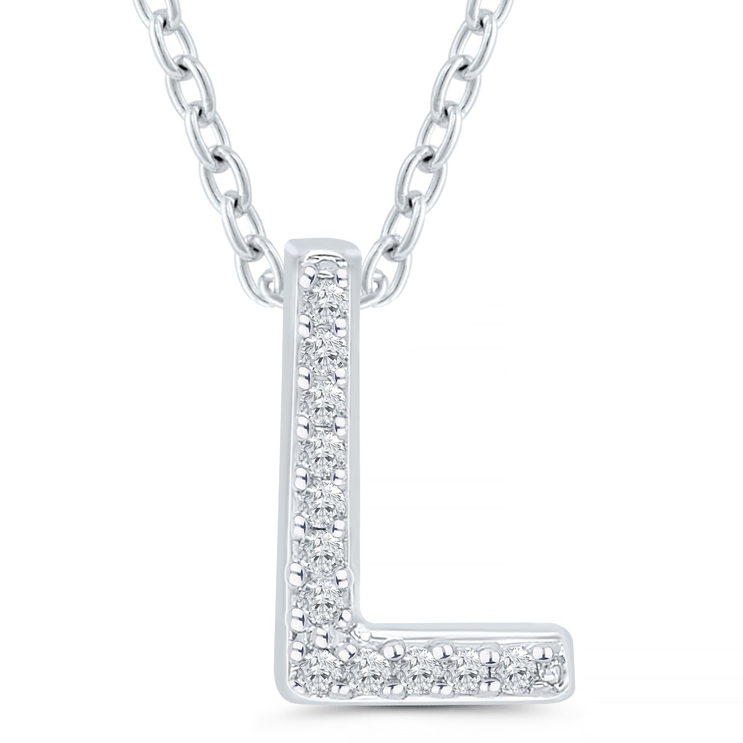 Ss .05Cttw L Initial Pendant 18"