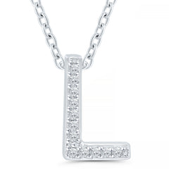 Ss .05Cttw L Initial Pendant 18"