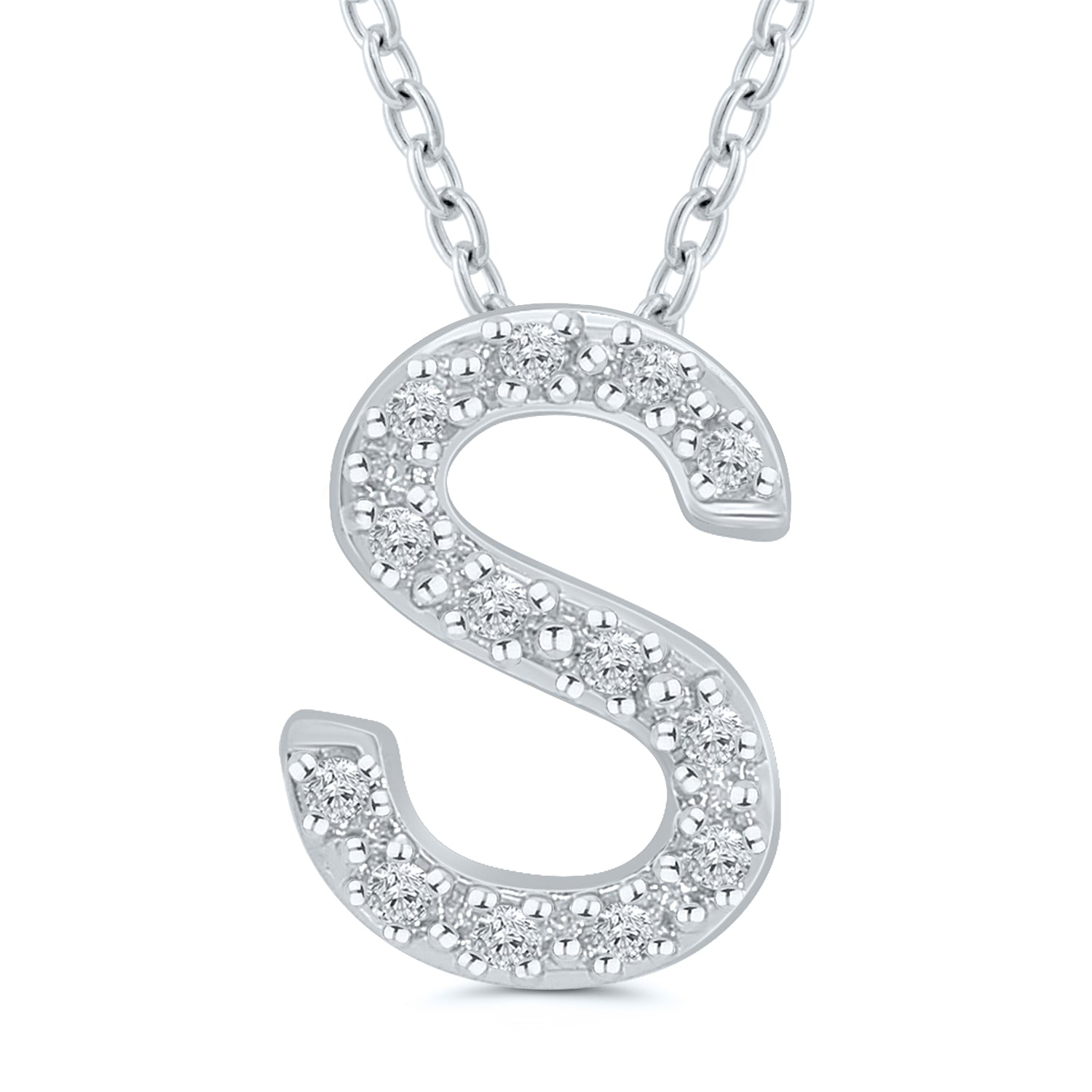 Ss .05Cttw S Initial Pendant 18"