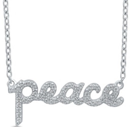 Ss .20Cttw Diamond Peace Necklace