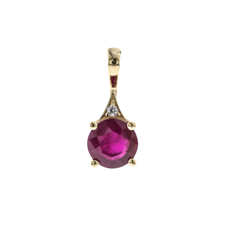10K Yellow Gold Ruby and Diamond Pendant