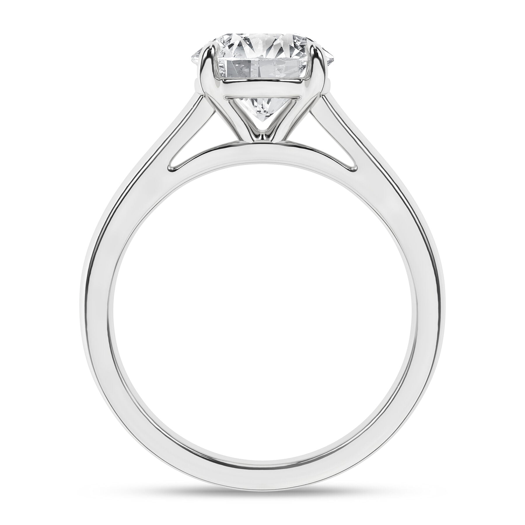 14K White Gold Solitaire Round Diamond Engagement Ring