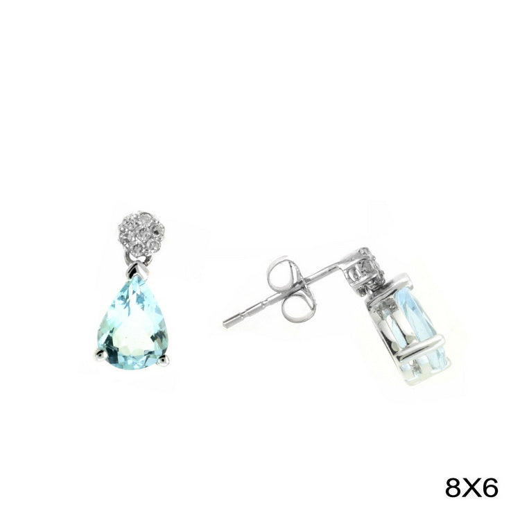 14K White Gold Aquamarine and Diamond Earrings