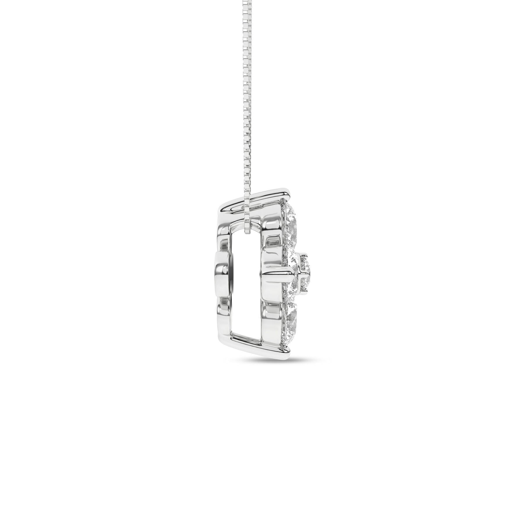 14K White Gold Flower Petals Stud Pendant