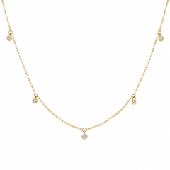 10K Yellow Gold Bezel Set Diamond Necklace