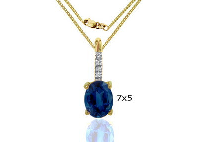 14K Yellow Gold Sapphire and Diamond Pendant