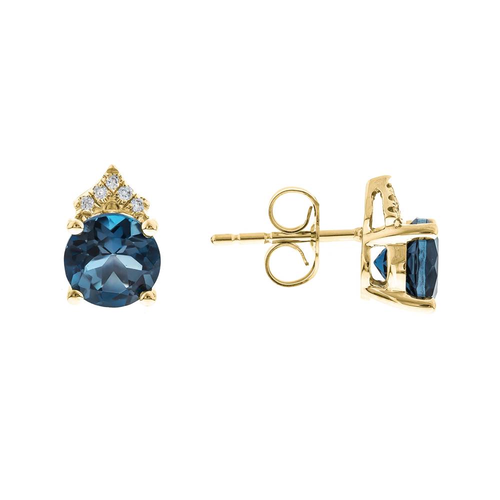 10KYG LOND BLUE TOPAZ & DIA EAR