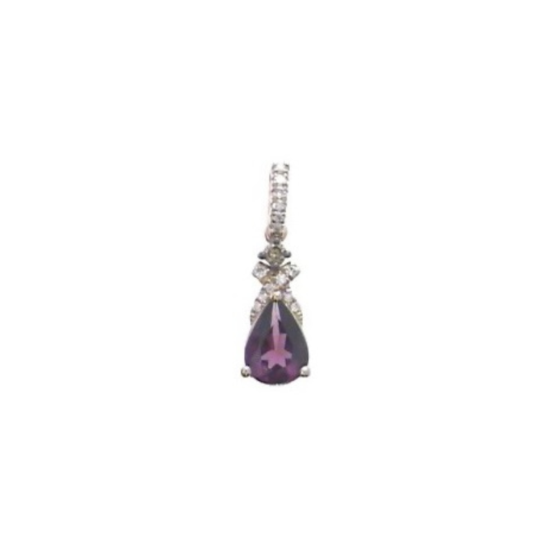 10K Rose Gold Rhodolite Garnet and Diamond Pendant