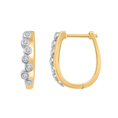SS W/GOLD PLATING & LAB DIA HUGGIES D=.20CTTW