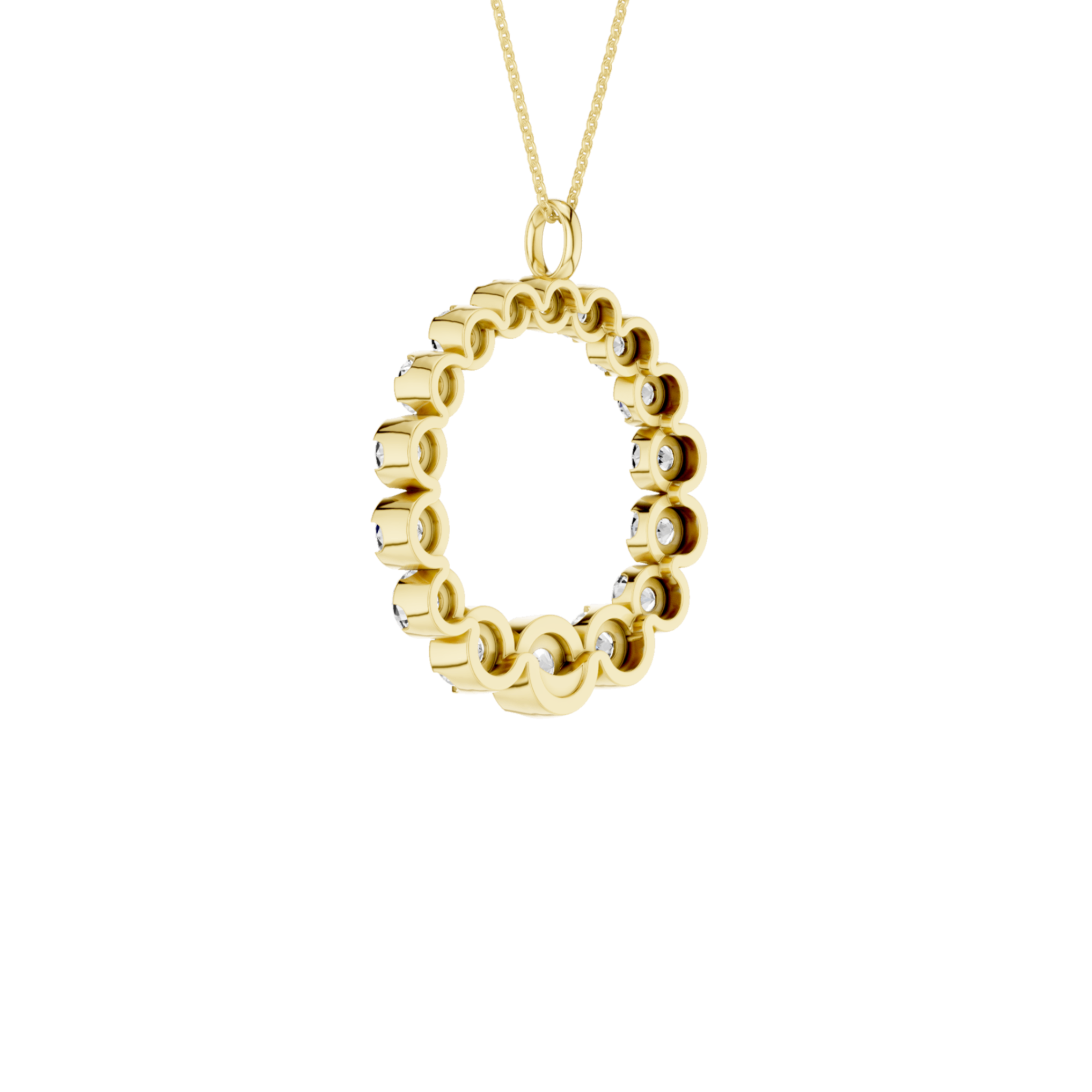 14K Yellow Gold Graduated Circle Pendant