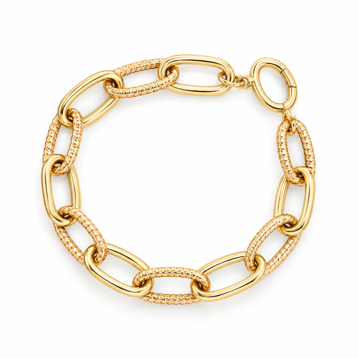 14K Yellow Gold Hollow Paperclip Bracelet