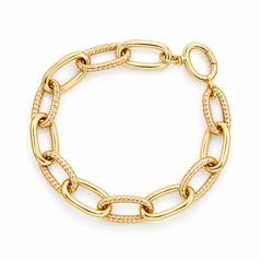 14K Yellow Gold Hollow Paperclip Bracelet