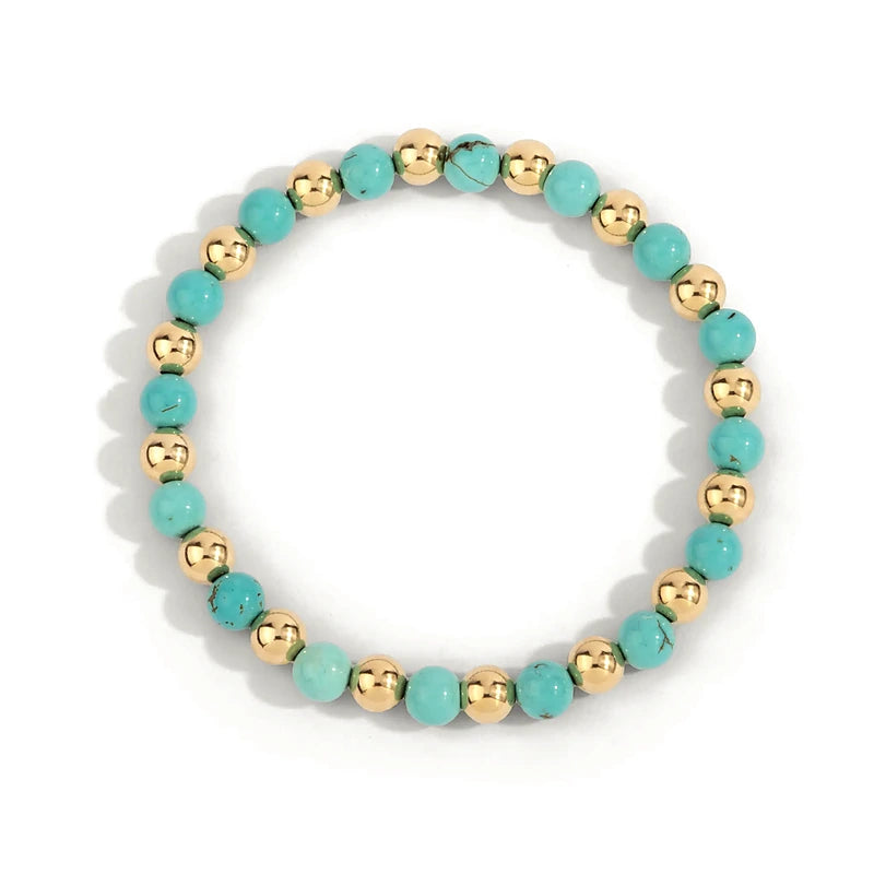 Blue Howlite & 14kt Gold Filled Harmony Gemstone Bead Bracelet - 6MM