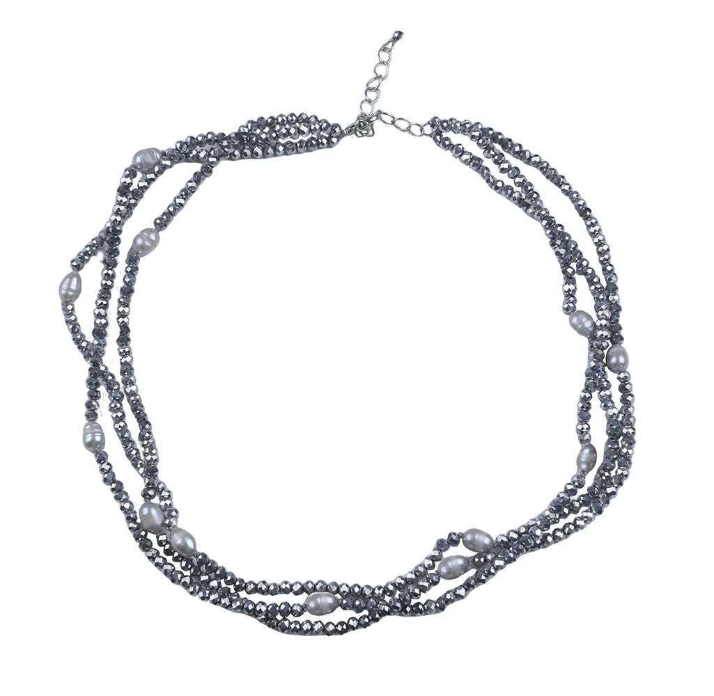 SS Crystal and Pearl Necklace