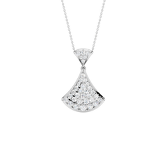 14K White Gold Diamond Pave Fan-Motif Pendant