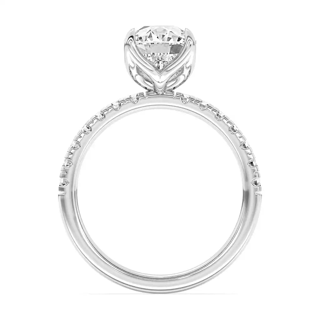 100-Facet Cushion-Cut Lab Grown 3.02 Diamond Engagement Ring in 14K White Gold with Diamond Accents