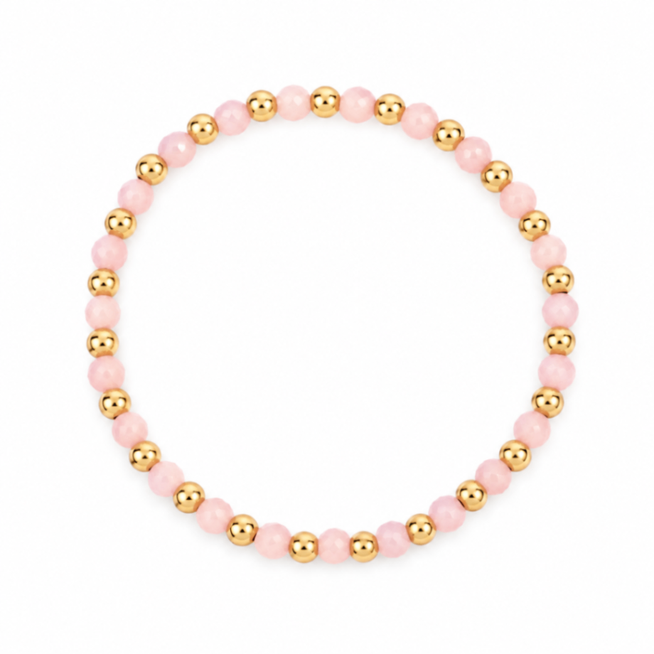 Rose Quartz & 14kt Gold Filled Harmony Gemstone Bead Bracelet - 4MM