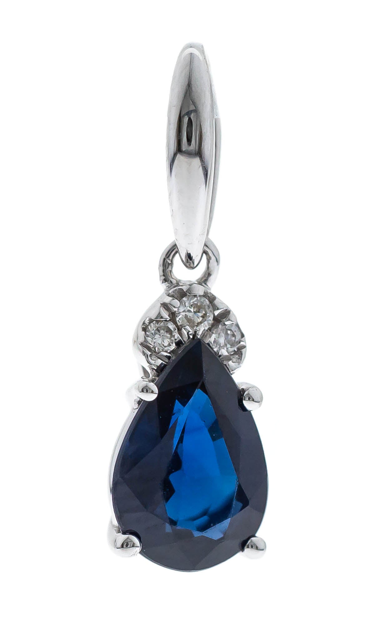 14K White Gold Sapphire and Diamond Pendant
