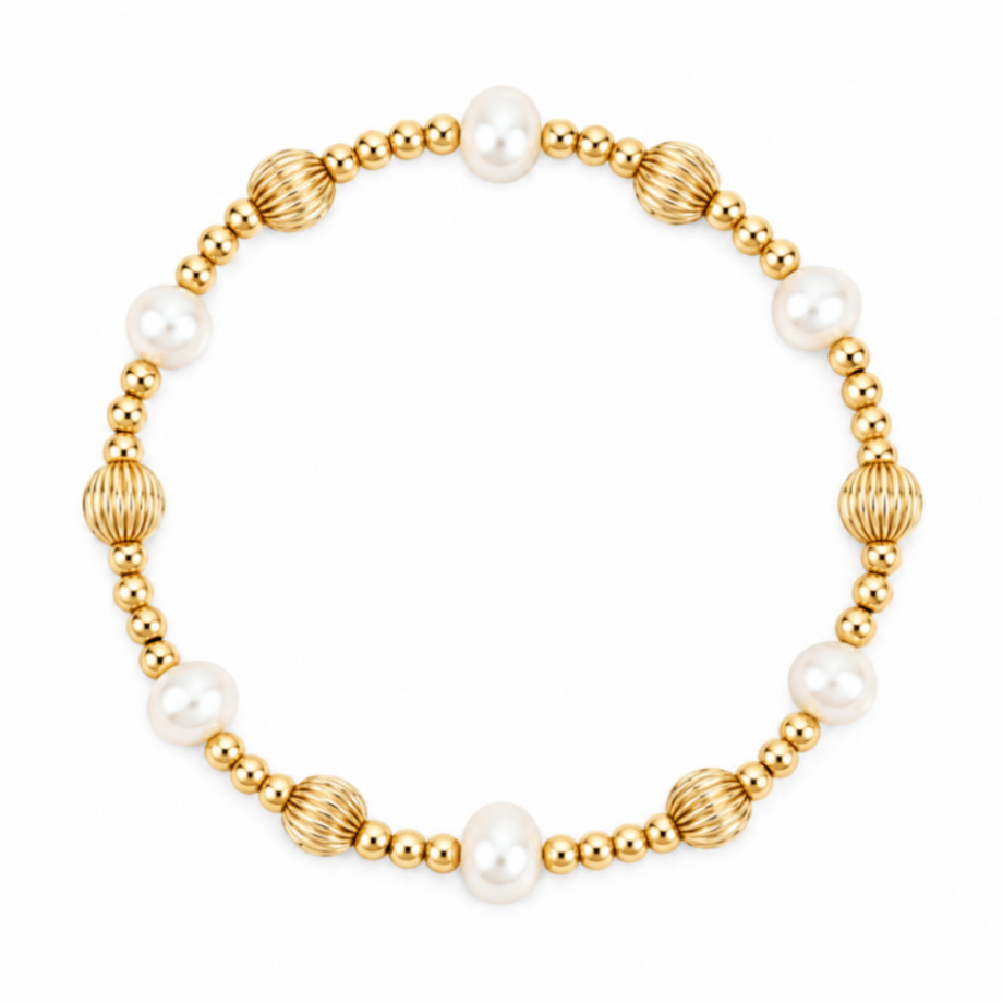 Pearl & 14kt Gold Filled Twisted Shine Bright Remix Bead Bracelet - 3MM & 6MM