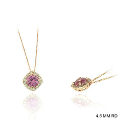14K Rose Gold Pink Sapphire and Diamond Pendant